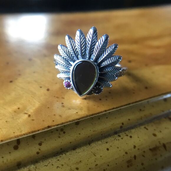 Canadian Ammolite Sterling Silver Ring Size 8 - Picture 5 of 8